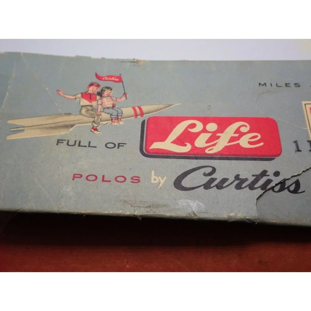 Polos by Curtiss Box Distressed Vintage Empty Rare Store Stage Prop 1950 MCM